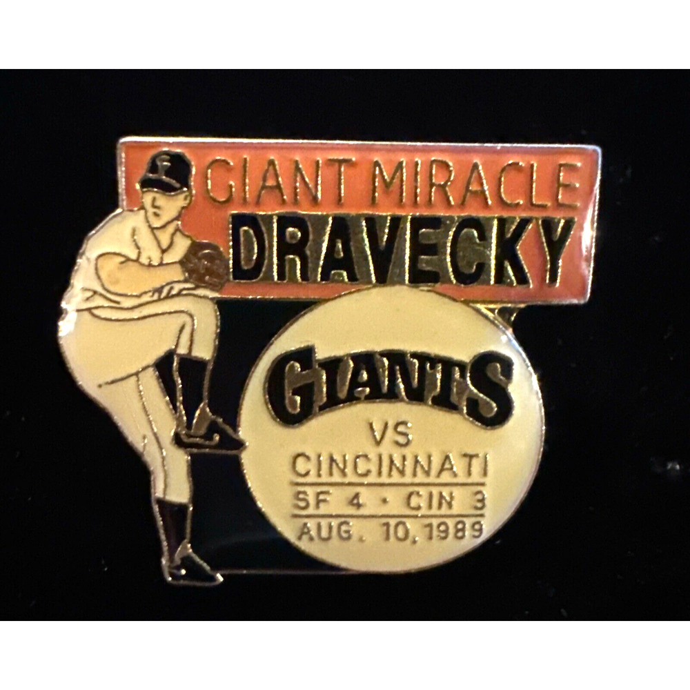 San Francisco Giants PIN Vintage 1990 Chevron Baseball "Giant Miracle--Dravecky"